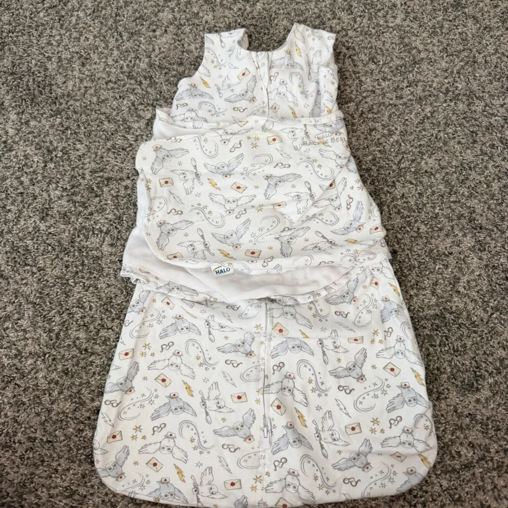 HALO SleepSack Swaddle Harry Potter Hedwig Owl White Small 3-6 Months Cotton